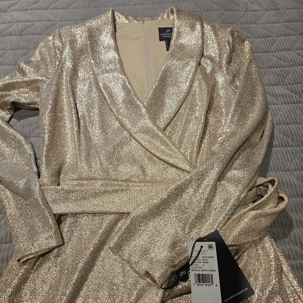 Adrianna Papell Women's Metallic-Knit Tuxedo Dress - Picture 7 of 8